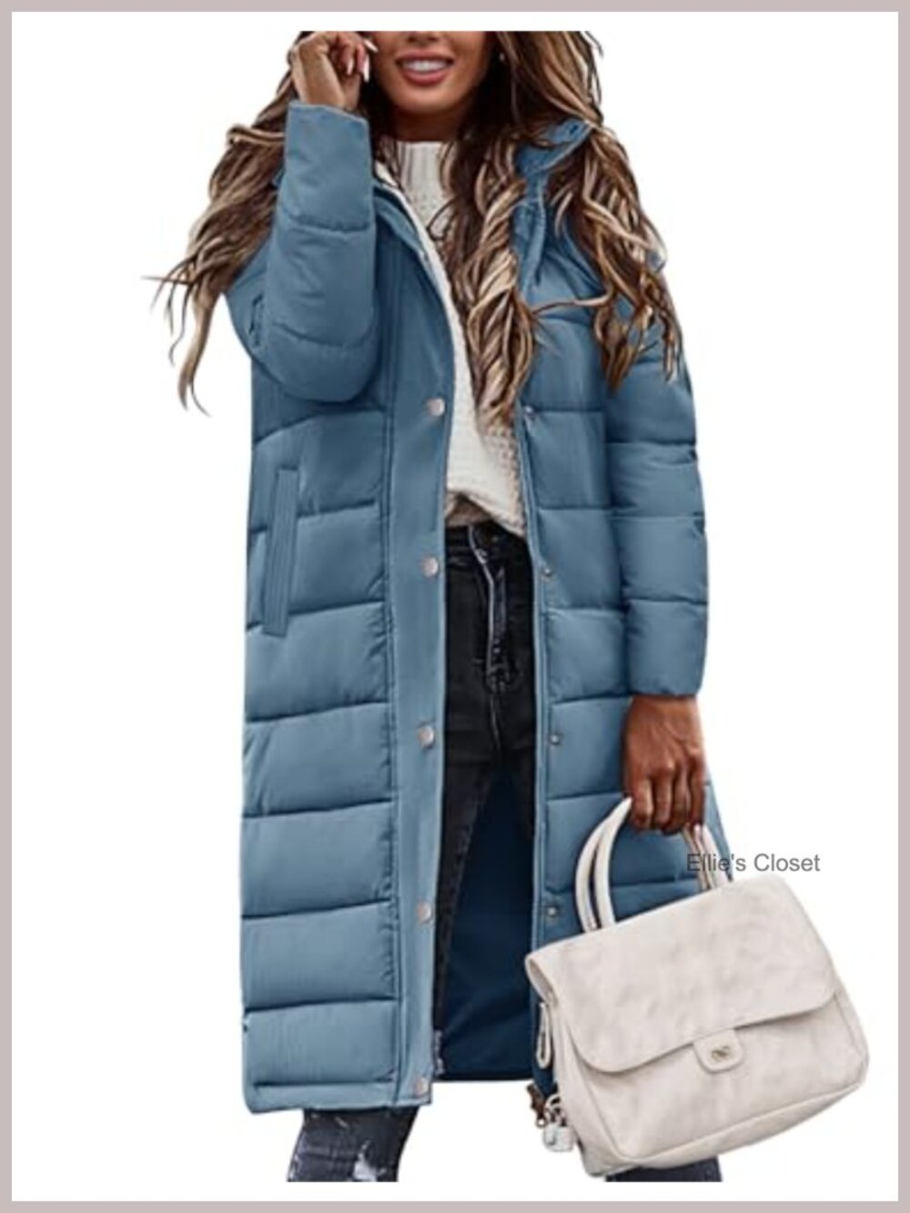Womens Quilted Long Puffer Coat Warm Winter Jacket Loose Fit Hooded